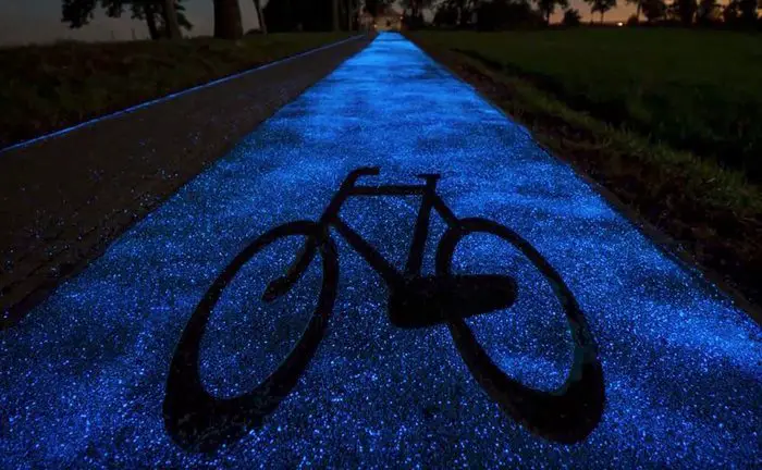 Poland glow in the dark bicycle lane