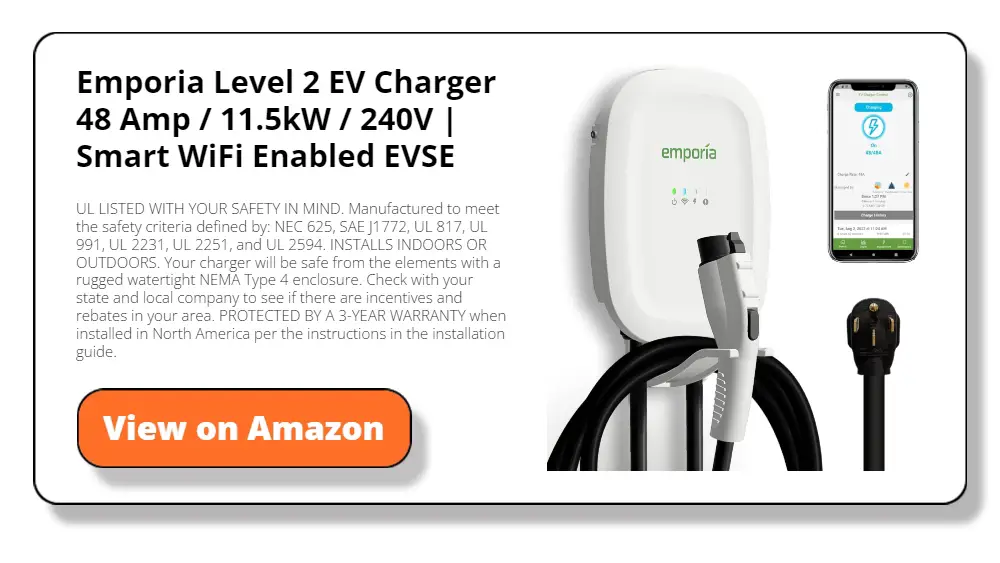 Emporia Level 2 EV Charger 48 Amp / 11.5kW / 240V | Smart WiFi Enabled EVSE
